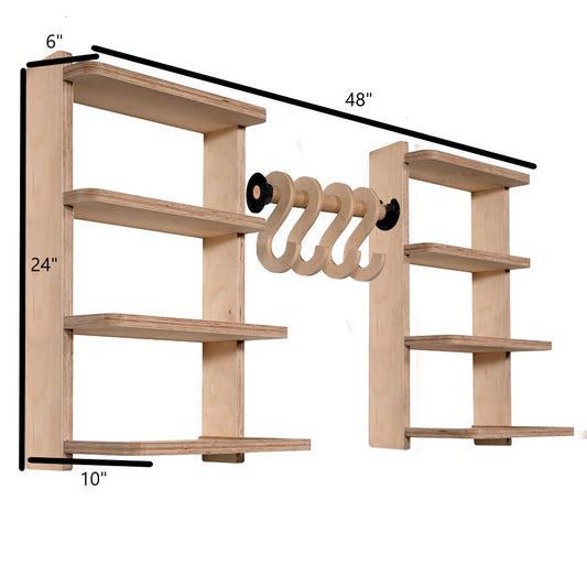 SHEDorize Stud Shelving, 8 Shelves, 4 Hooks - 16"