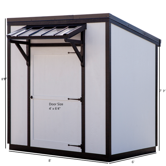 Skillion Roof Storage Shed, 6' x 8'