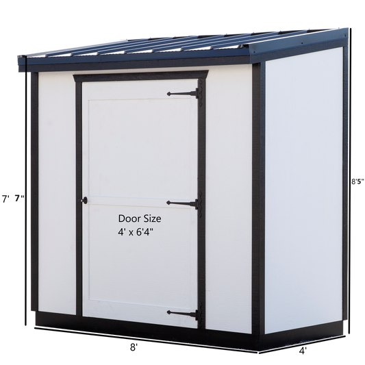 Wall Hugger Storage Shed, 4' x 8'