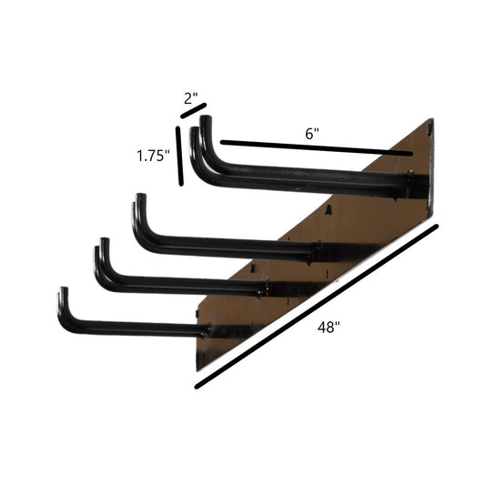 SHEDorize 4 Hook Rake/Shovel/Cord Rack - 48"