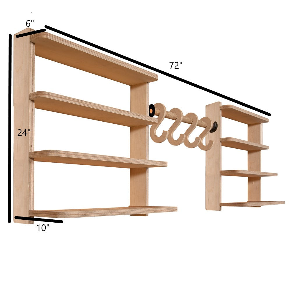 SHEDorize Stud Shelving, 8 Shelves, 4 Hooks - 24"