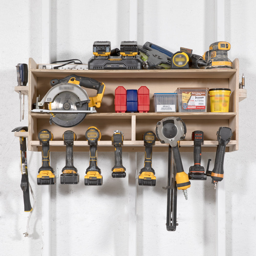 Power Tool Charging Station Storage and Organizational Unit good for Garage or Workshop PREASSEMBLED Solid Hardwood